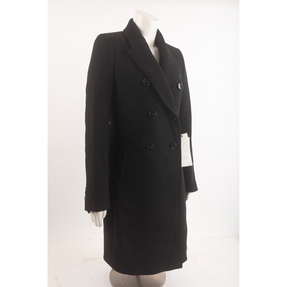 Zara Womens Coat Jacket Wool double breasted Long Black M Medium 2443/826 NWT - Picture 3 of 6